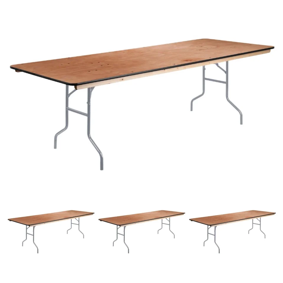 Silicone Clear TentandTable Rectangle Wood Folding Banquet Office Card Table, 6 ft, 4 Pack