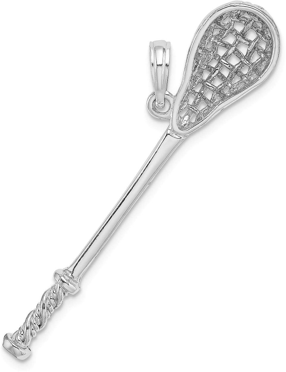 Long-Lasting 14K White Gold 3-D Lacrosse Stick Charm - 8.8mm