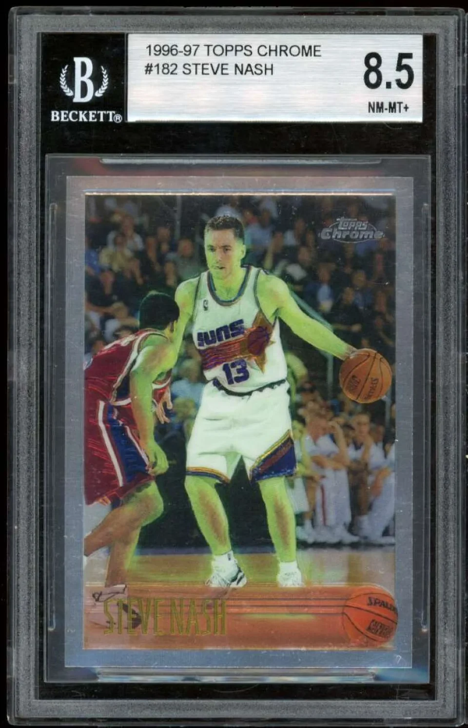 Select Easy-Clean Steve Nash Rookie Card 1996-97 Topps Chrome #182 BGS 8.5 (9 8.5 8.5 8.5)