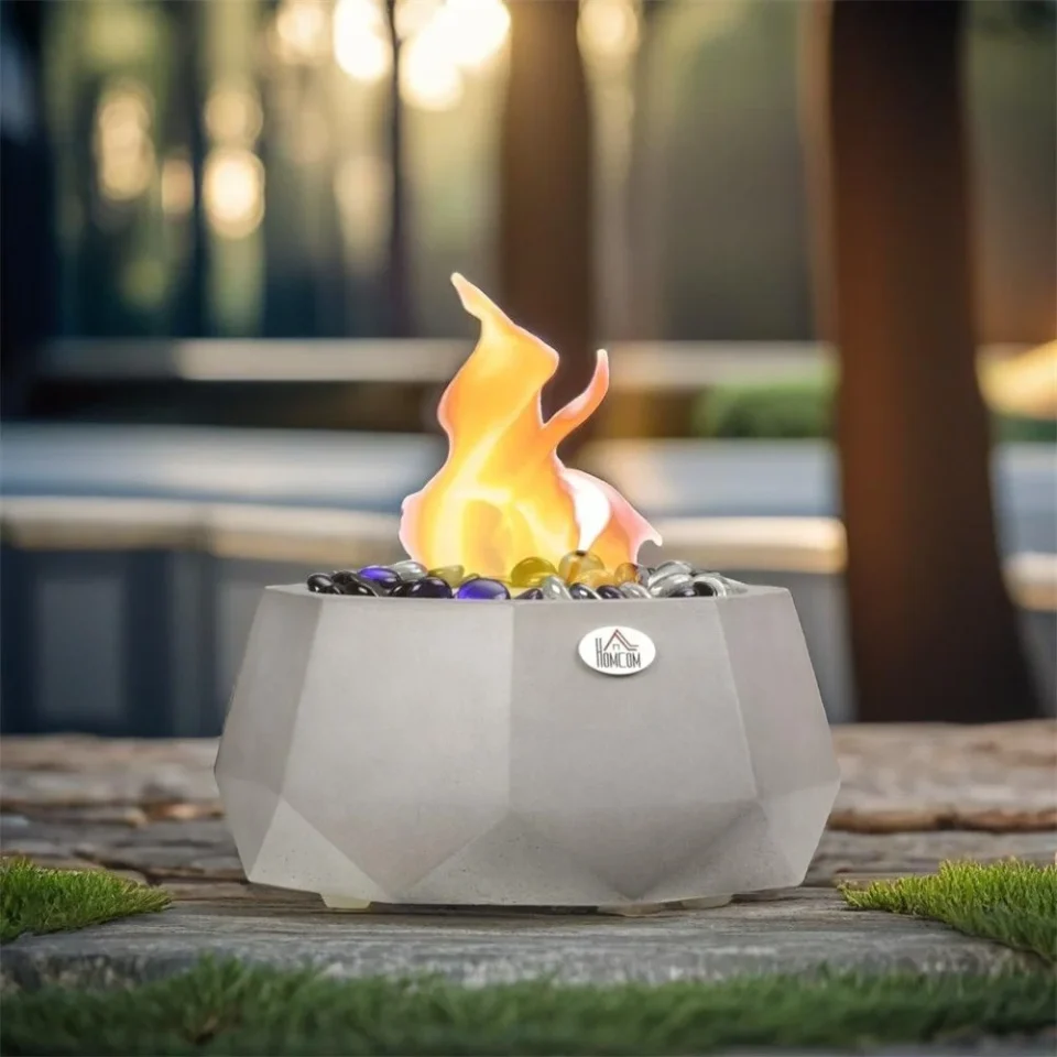 Supreme Cooking DEELIGHT Concrete Tabletop Fireplace,9 Portable Alcohol Fireplace with Lid