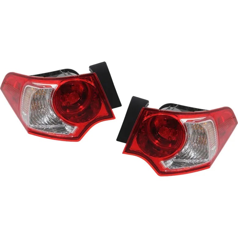 Pure Baking Halogen Tail Light Set For 2009-2010 Acura TSX Outer Clear/Red w/ Bulbs 2Pcs