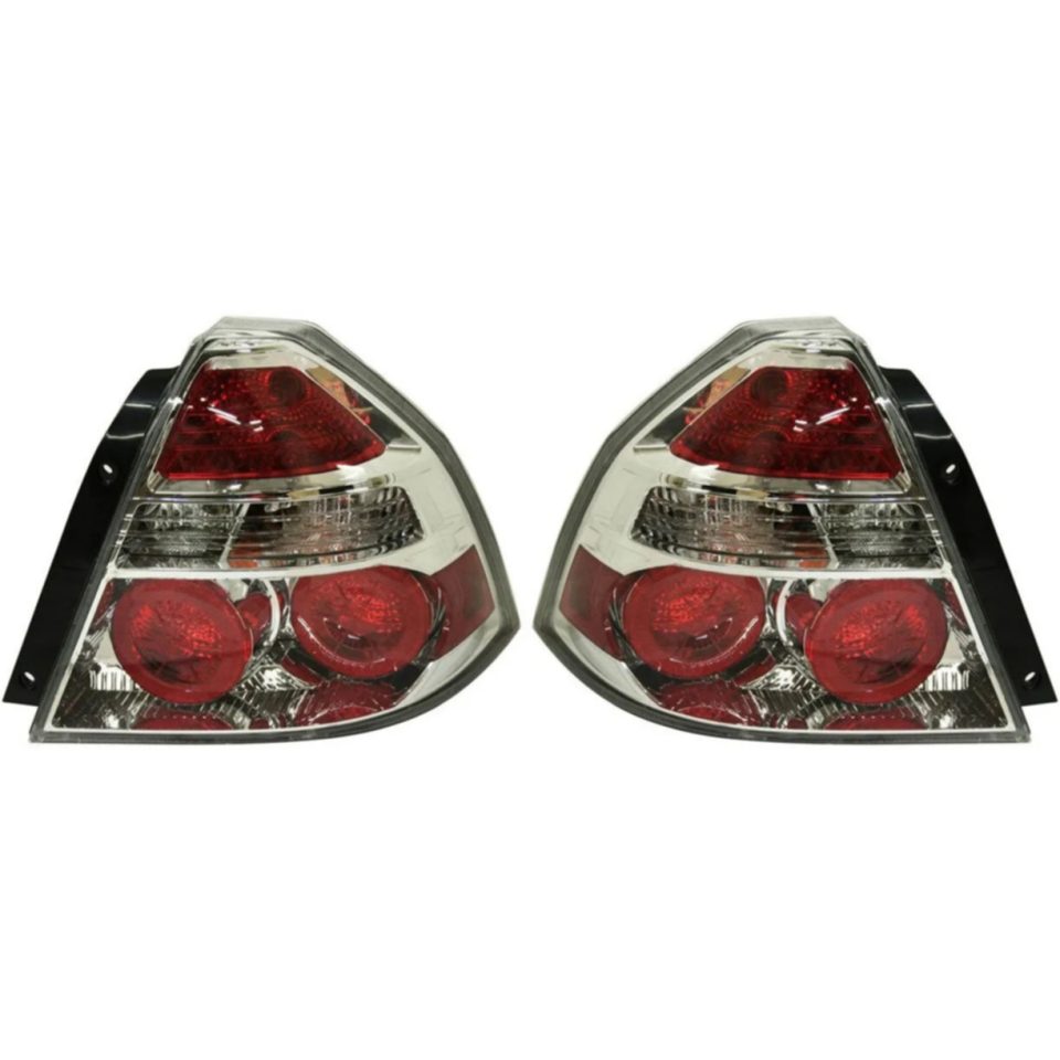 Upgraded Halogen Tail Light Set For 2007-2008 Chevrolet Aveo Sedan Clear/Red w/Bulbs 2Pcs