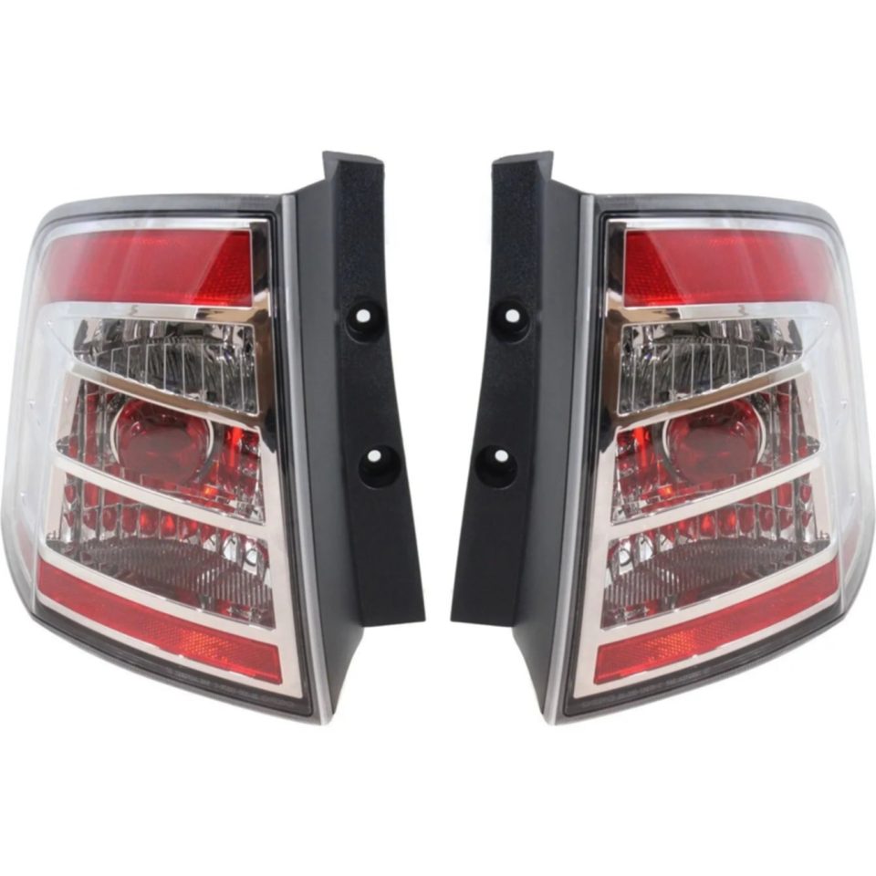 Cast Iron Baking Halogen Tail Light Set For 2007-2010 Ford Edge Clear/Red Lens w/ Bulbs 2Pcs CAPA