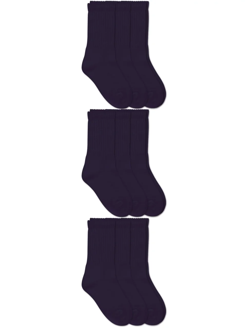 Premium Clear Jefferies Socks Kids Socks, 9 Packs School Uniform Smooth Toe Half Cushion Rib Sport Crew Navy Socks (Little Boy & Big Boy)