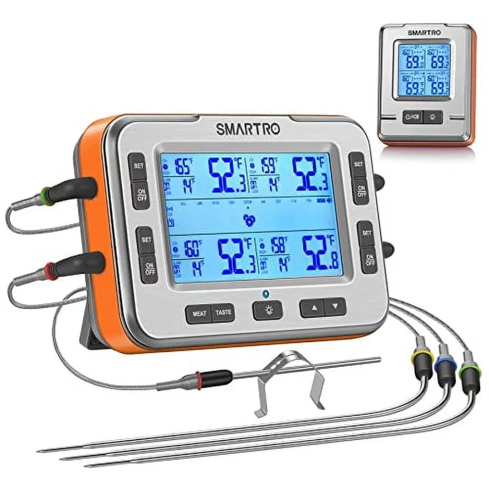 Popular SMARTRO X50 Wireless Meat Thermometer 4 Probes 500ft Long Range BBQ Alarm for