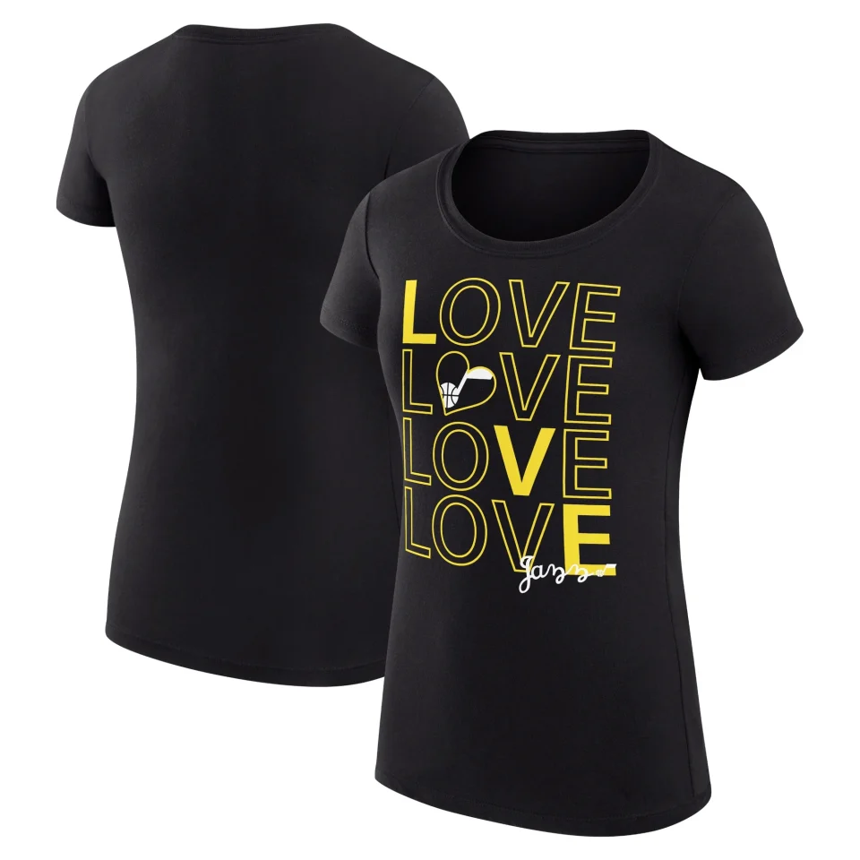 Premium Women's G-III 4Her by Carl Banks Black Utah Jazz Basketball Love Fitted T-Shirt