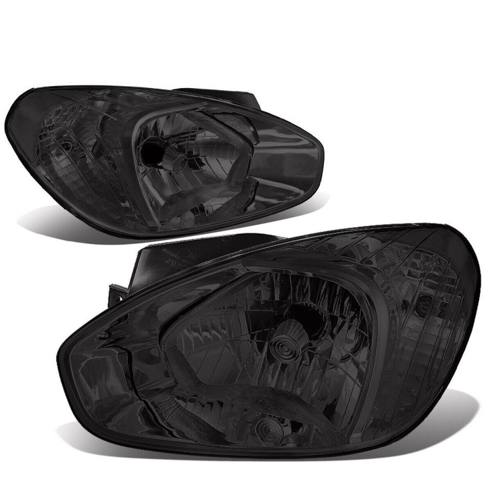 Essential Popular 2007-2011 Accent Front Bumper Headlight Headlamp Left + Right Smoked Clear