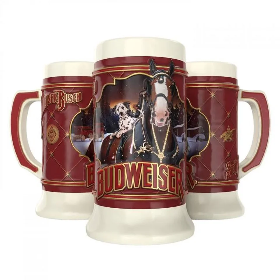 Multi-Purpose Budweiser Limited Edition Collectors Clydesdale Holiday Stein 2022 Ceramic Beer Mug - Multicolor