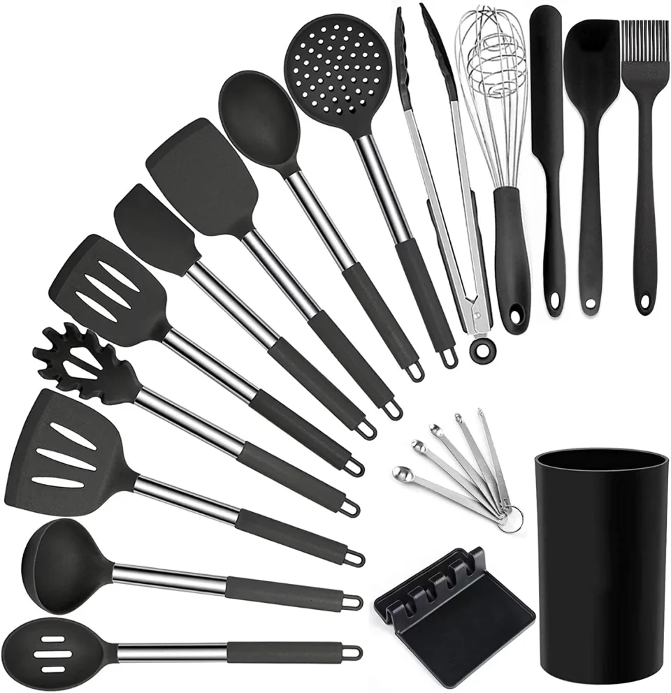 Portable 20 pcs Kitchen Utensils Set,Silicone Stainless Steel Cooking Utensils