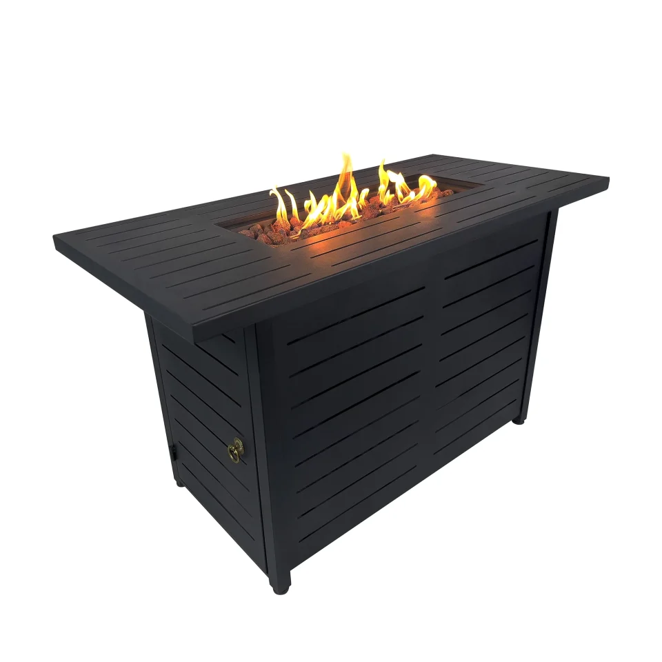Cleaning Multi-Purpose Kinger Home 42 inch Outdoor Propane Fire Pit Table for Patio, 50,000 BTU CSA Certified, Aluminum Frame, Lid, Weather Cover, Lava Rocks