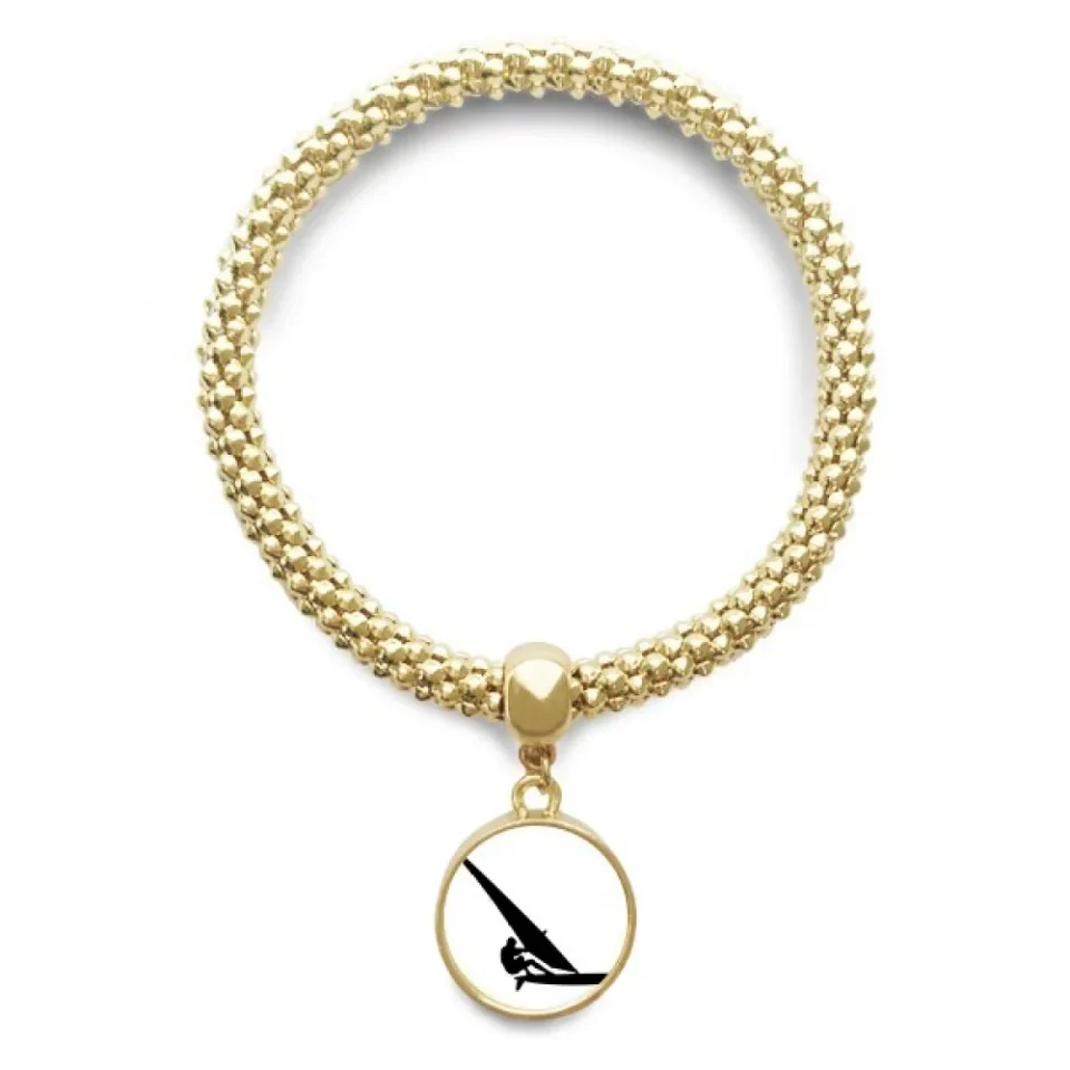Natural sports surfing sailboat player en bracelet round pendant jewelry chain