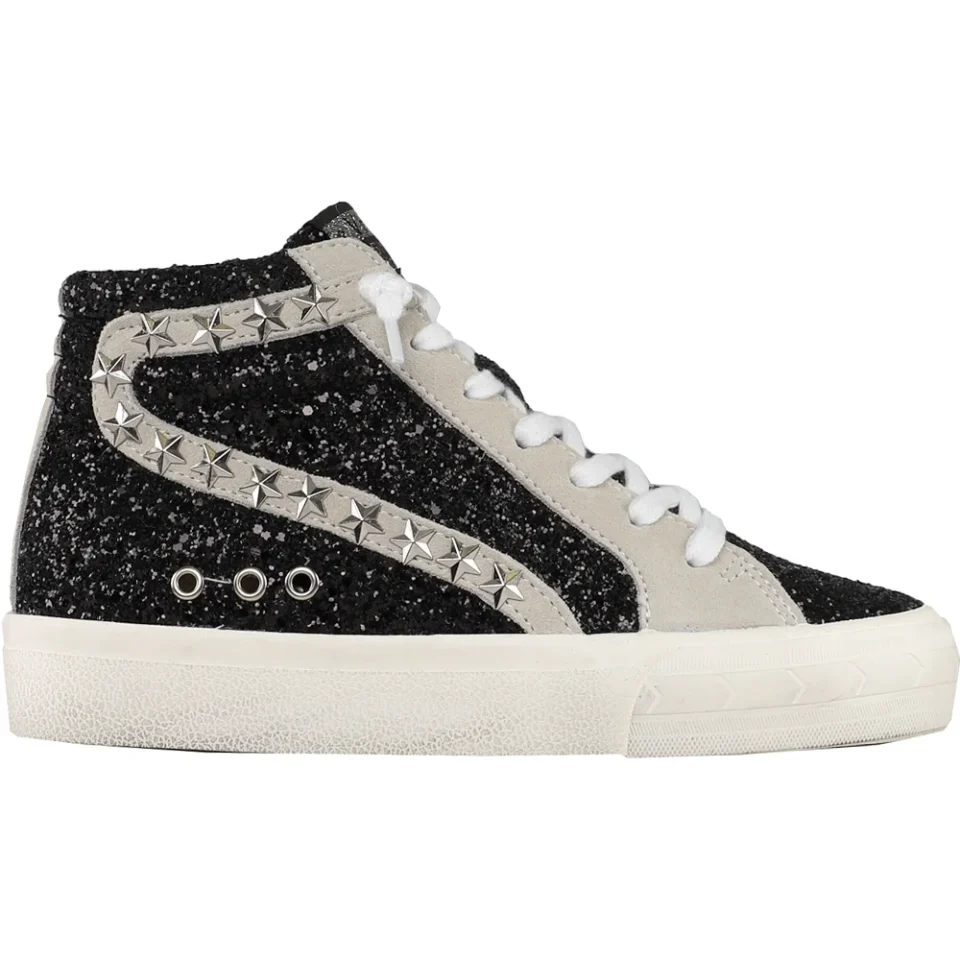 Glass Space-Saving Vintage Havana Womens Dormy Glitter High Lace Up Sneakers Casual Shoes Casual