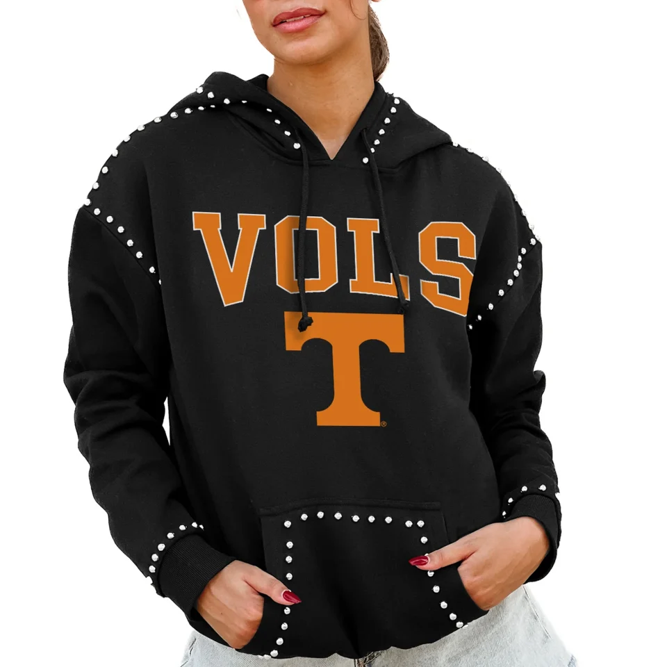 Versatile Women's Gameday Couture Black Tennessee Volunteers Studded Pullover Hoodie