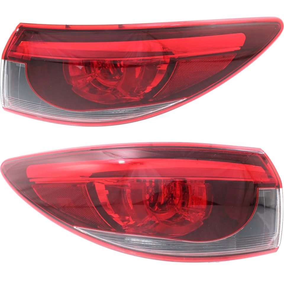 Space-Saving Long-Lasting Tail Light Set For 2016-2017 Mazda 6 Left and Right Outer Red/Smoked LED