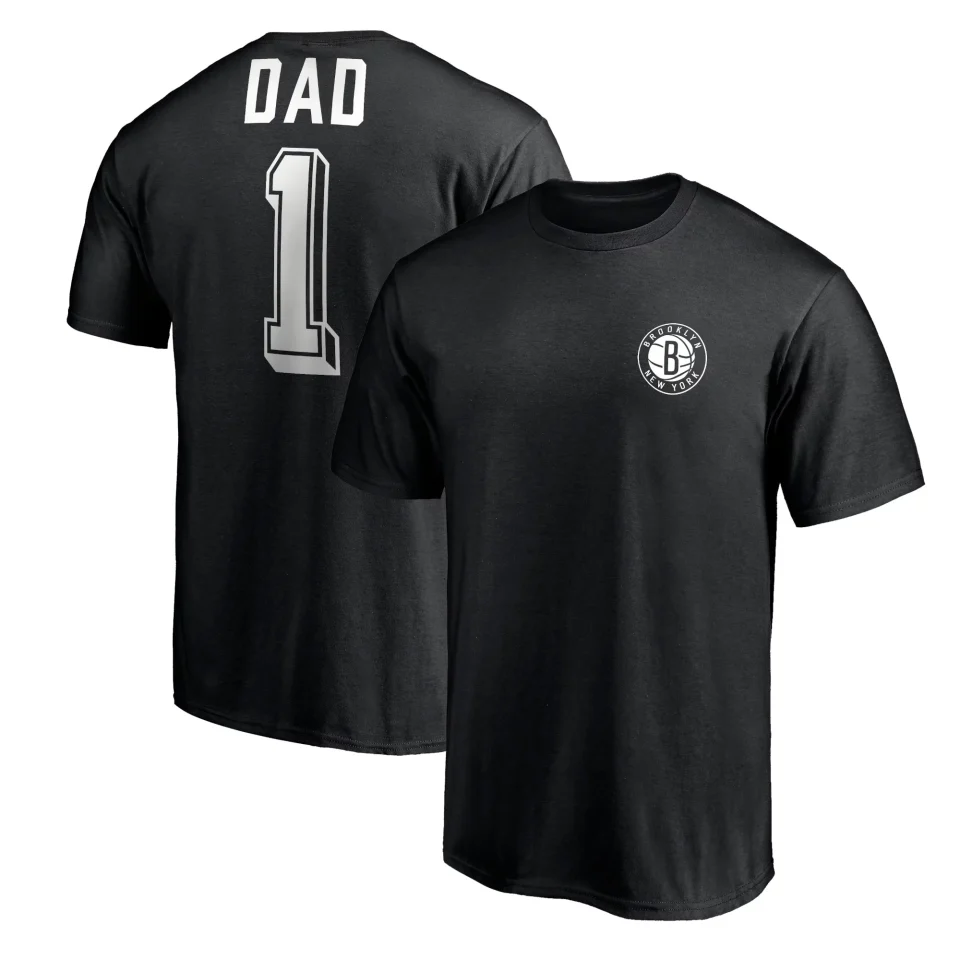 Supreme Polished Men's Fanatics Branded Black Brooklyn Nets Number One Dad T-Shirt