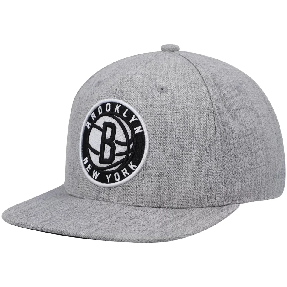 Eco-Friendly Baking Men's Mitchell & Ness Heathered Gray Brooklyn Nets 2.0 Snapback Hat - OSFA