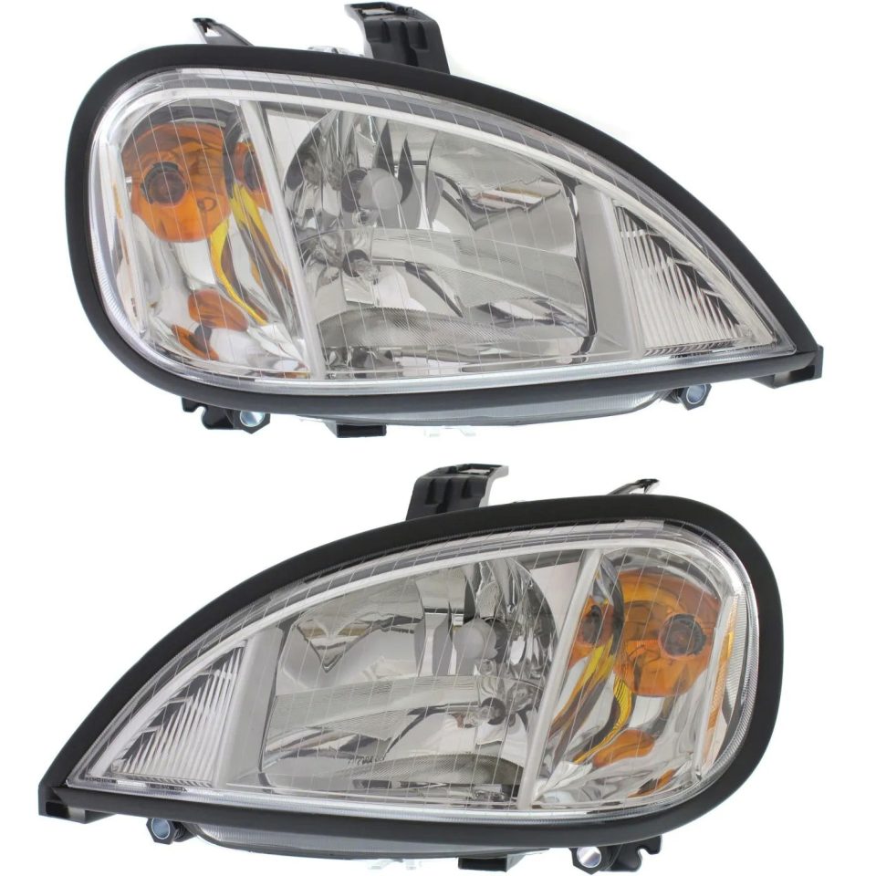 Silicone Clear Headlight Assembly Set For 2004-2017 Freightliner Columbia Left Right With Bulb