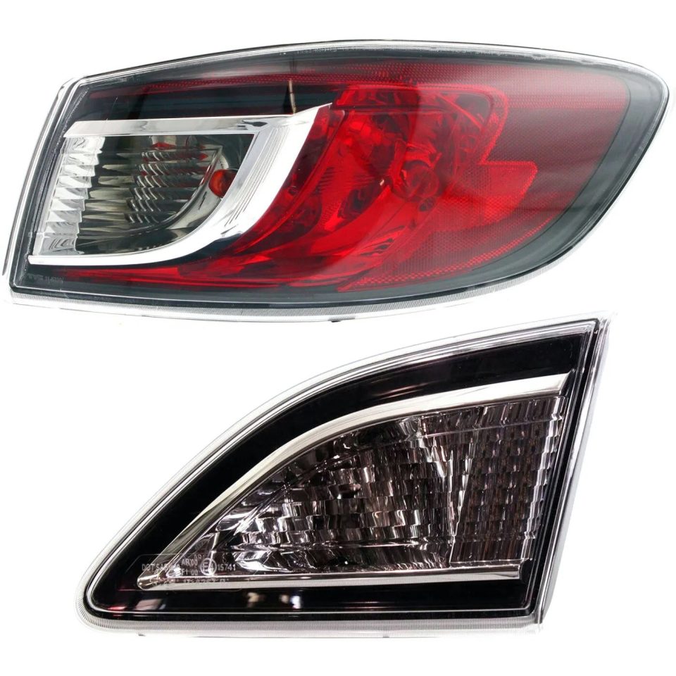 Storage Tail Light Set For 2010-2013 Mazda 3 Right Side Inner and Outer w/ bulbs Halogen