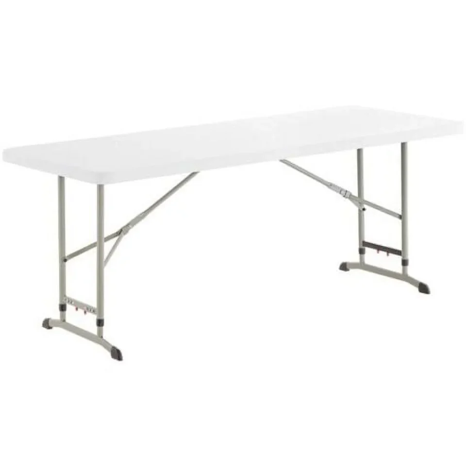 Eco-Friendly Home 30''W x 72''D Granite White Plastic Folding Table with 29-39 Adjustable Height - 6-Foot Granite White Plastic Folding Table with Height Adjustable