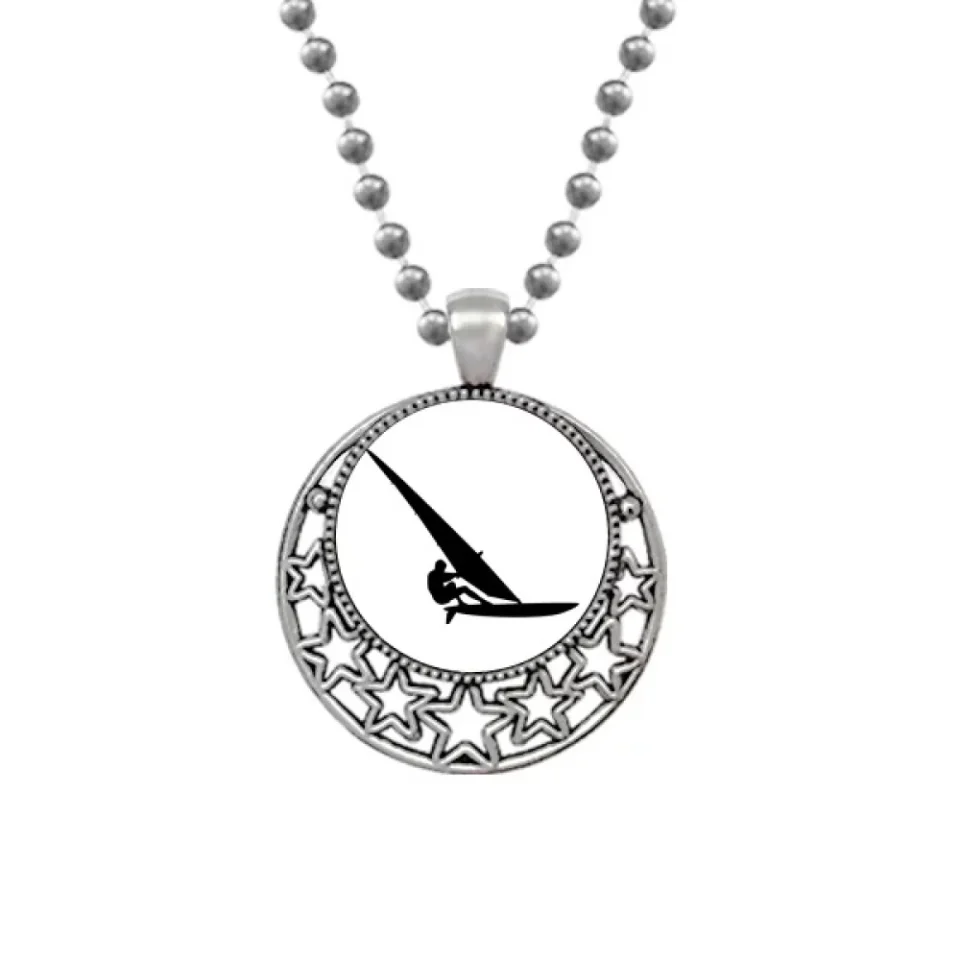 Essential Baking Sports Surfing Sailboat Player Necklaces Pendant Retro Moon Stars Jewelry