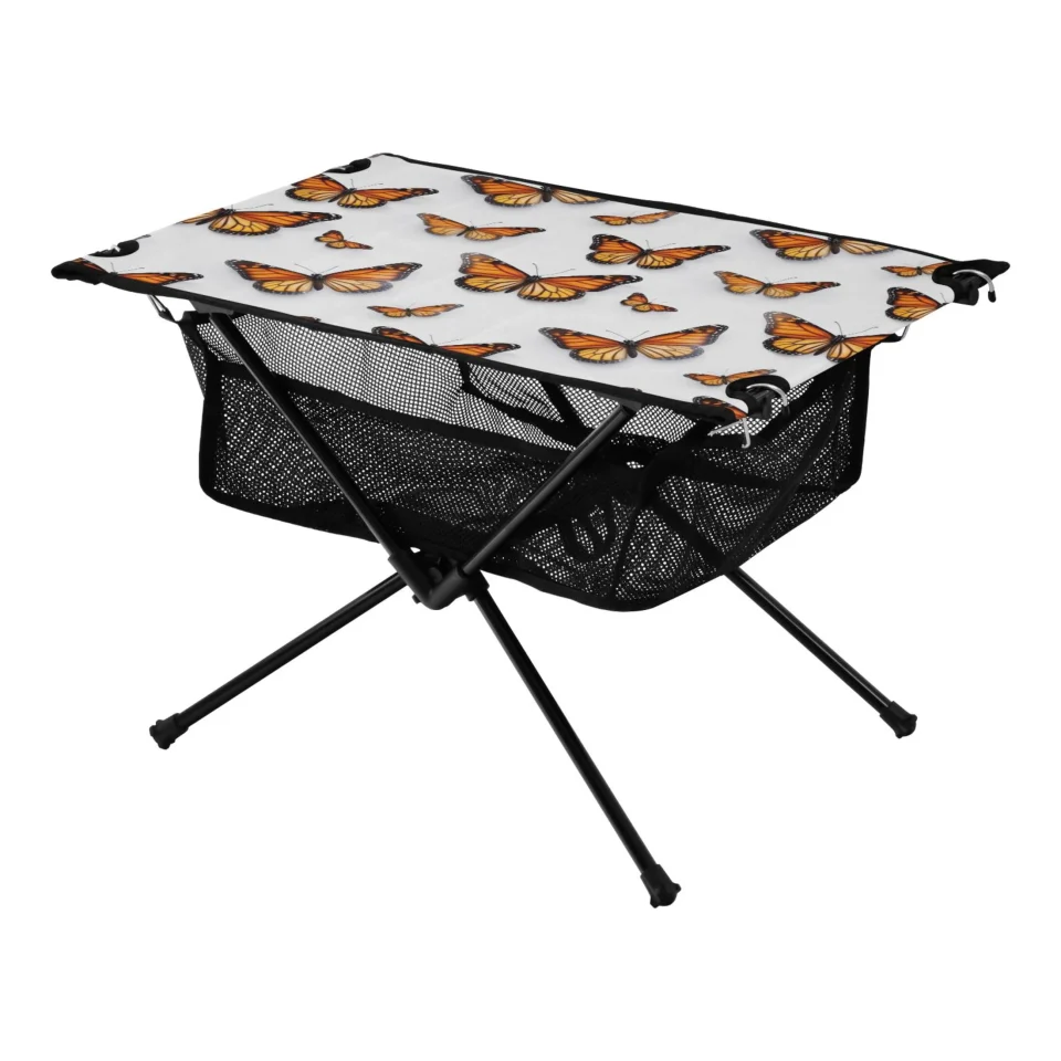 Premium Butterflies Camping Foldable Portable Table Beach Table with Storage Bag Compact Picnic Table for Outdoor Hiking Fishing BBQ