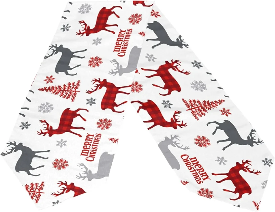Outdoor Storage Dreamtimes Double Sided Christmas Deer Long Polyester Table Runner 13 x 70 Inches Christmas Snowflakes Table Cloth Cover Placemats for Kitchen Dinning Living Holiday Wedding Party Decor