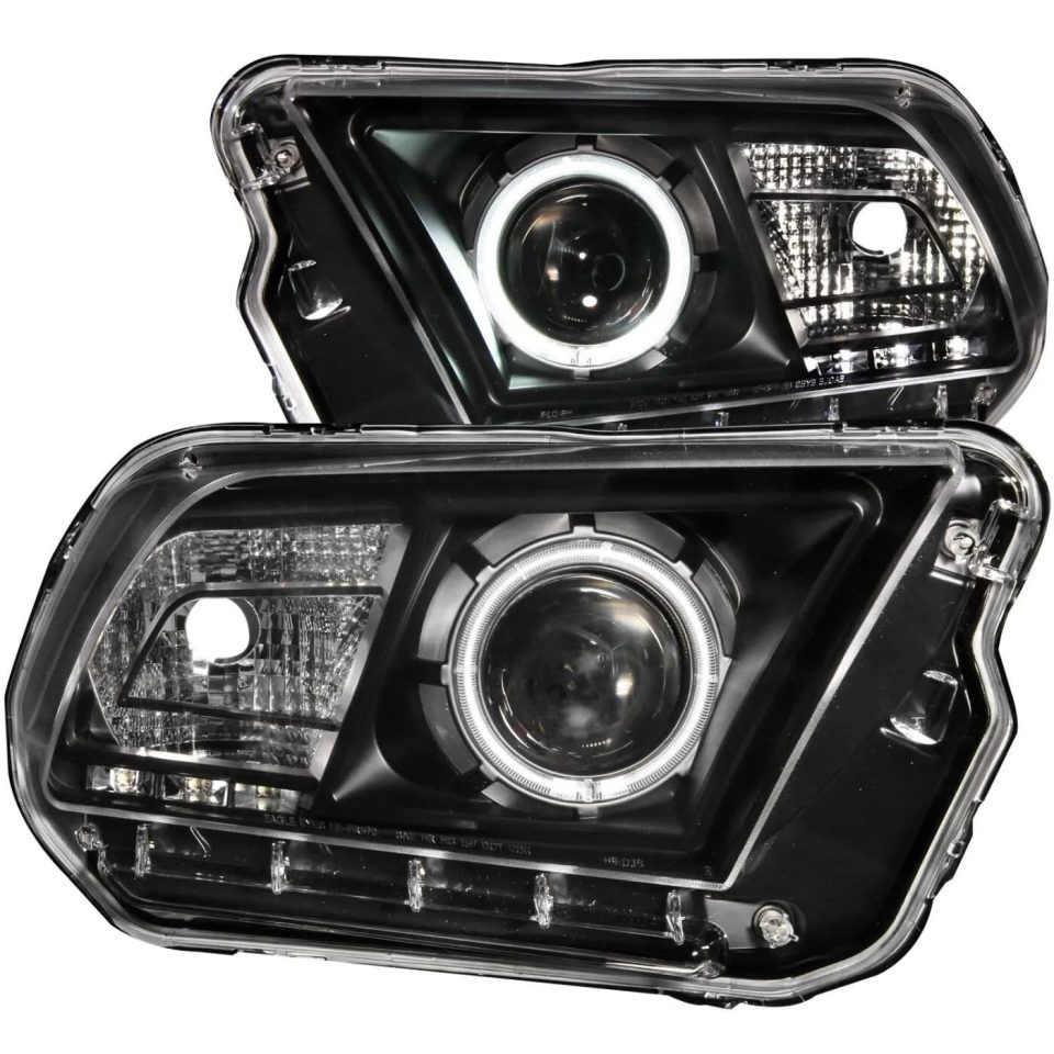 Prime Anzo 121323 Headlight For 2010-2014 Ford Mustang Left and Right Black Housing