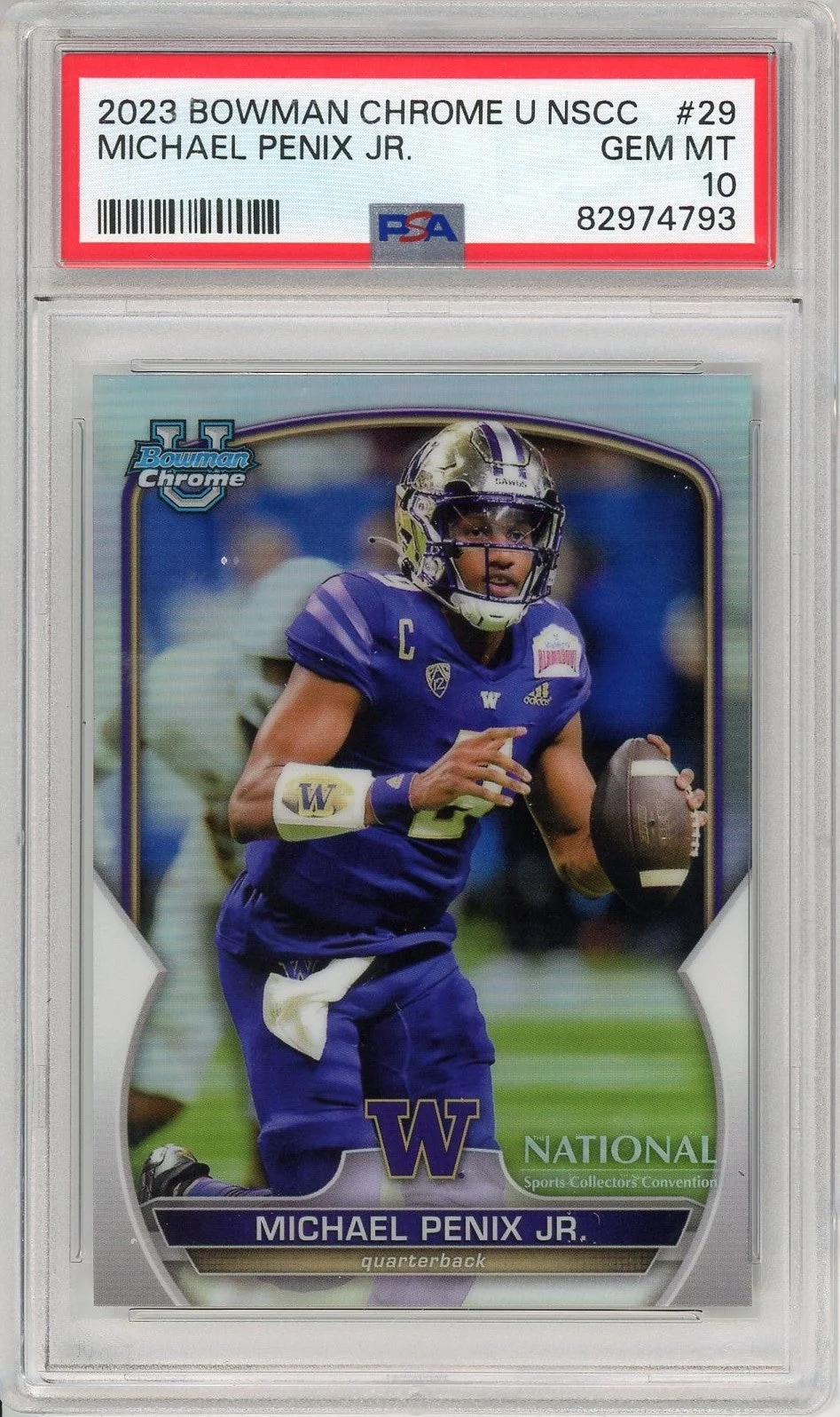 Baking Graded 2023 Bowman Chrome U NSCC Michael Penix Jr. #29 Rookie RC Football Card PSA 10 Gem Mint