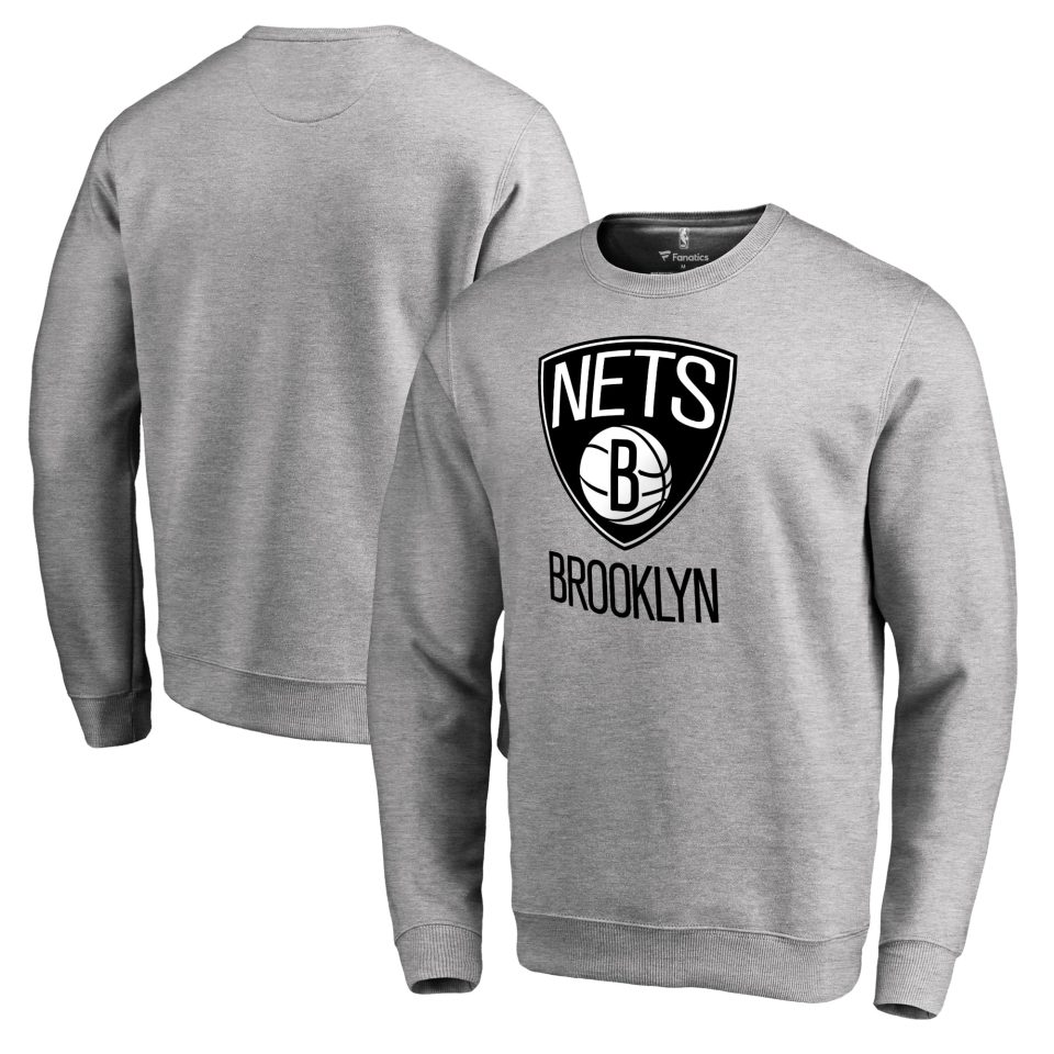 BPA-Free Portable Men's Fanatics Branded Heathered Gray Brooklyn Nets Primary Logo Sweatshirt