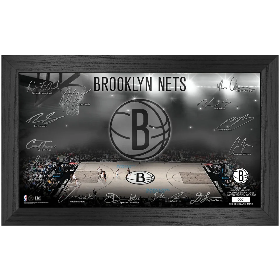 Best-Selling Highland Mint Brooklyn Nets 2023-24 Season 12'' x 20'' Signature Court Photo