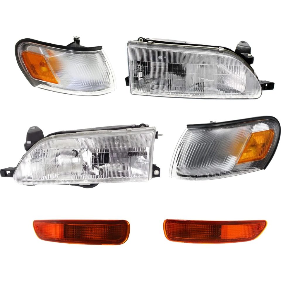 Frosted New Auto Light Kit Driver and Passenger Side LH RH for Toyota Corolla 1993-1997