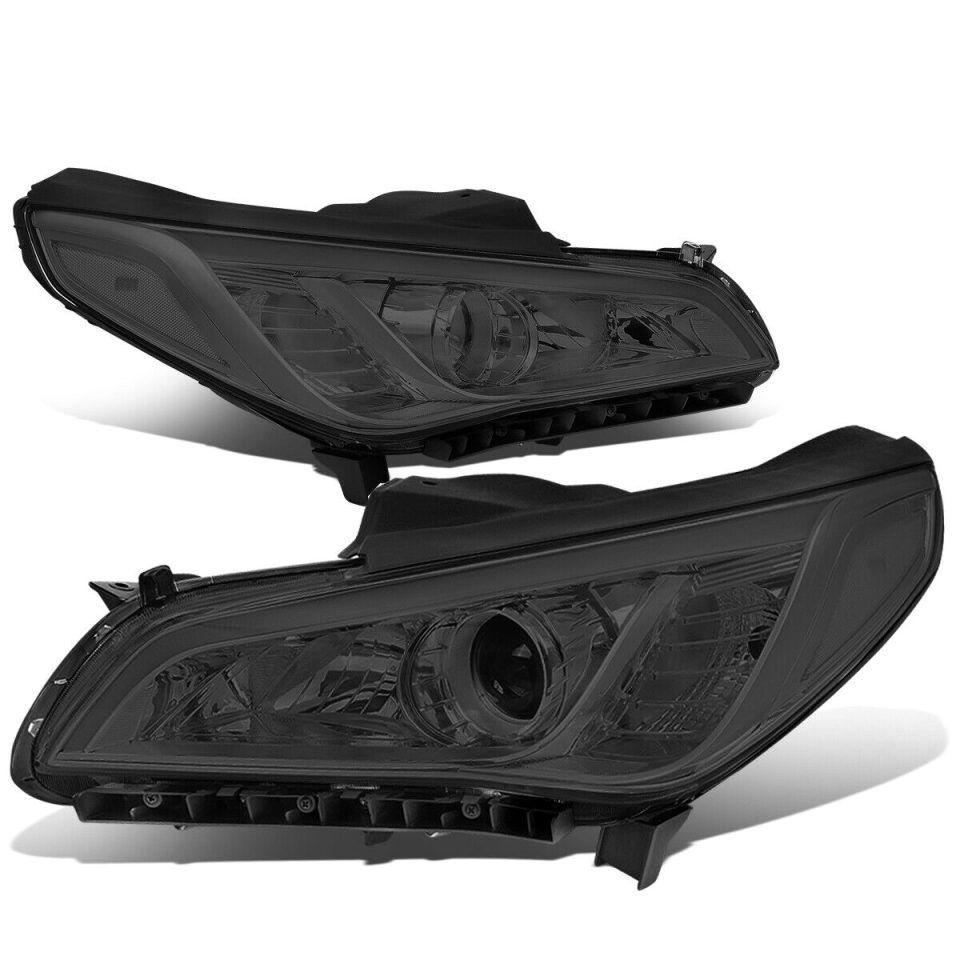 Safe 2015-2017 Sonata Pair Projector Headlight Head Lamp Smoke Housing Clear Side