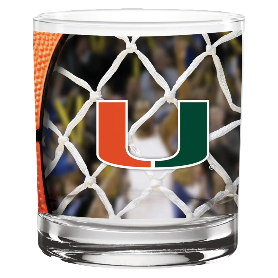 Best-Selling Easy-Clean Miami Hurricanes 14oz. Basketball Rocks Glass