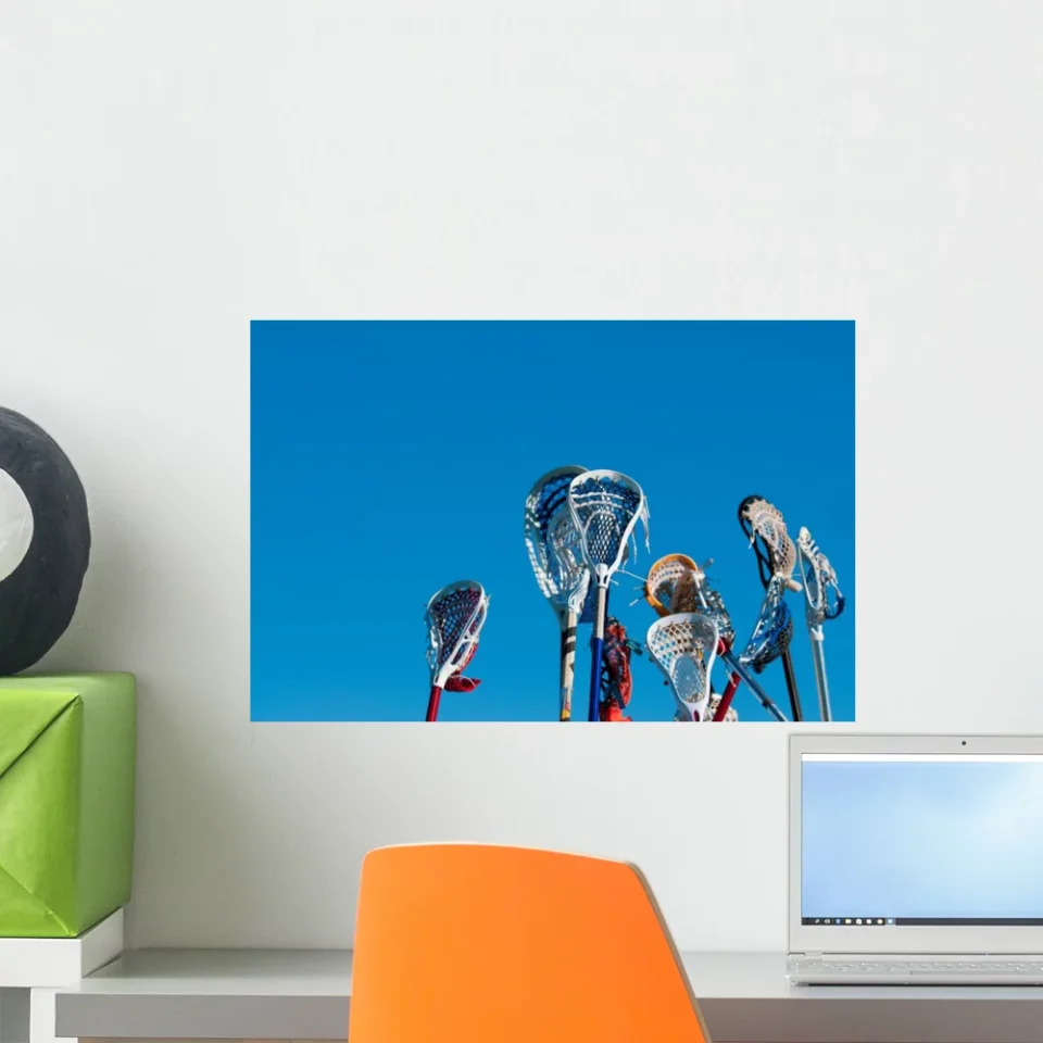 Premium Core Many Lacrosse Sticks Air Wall Mural by Wallmonkeys Peel and Stick Graphic (18 in W x 12 in H) WM261544