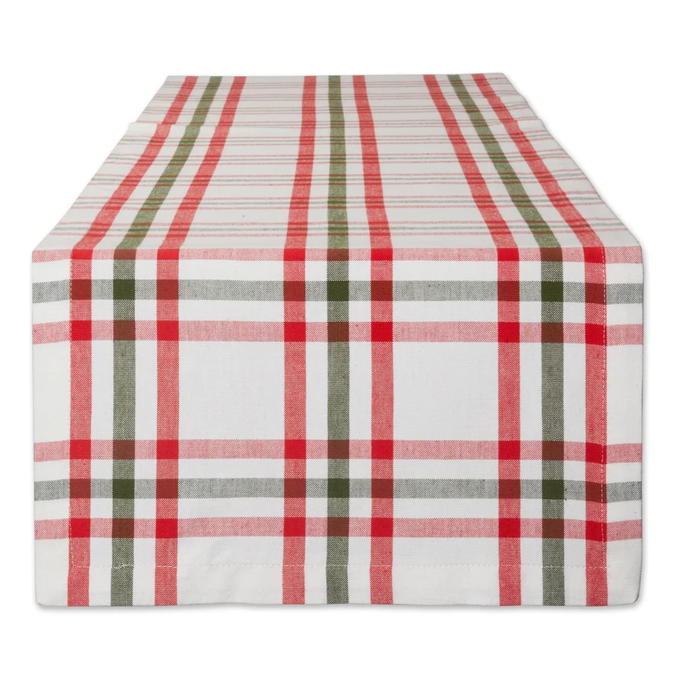 Frosted DII Kitchen & Tabletop Jolly Tree Collection Table Runner, Nutcracker Plaid, 14x108