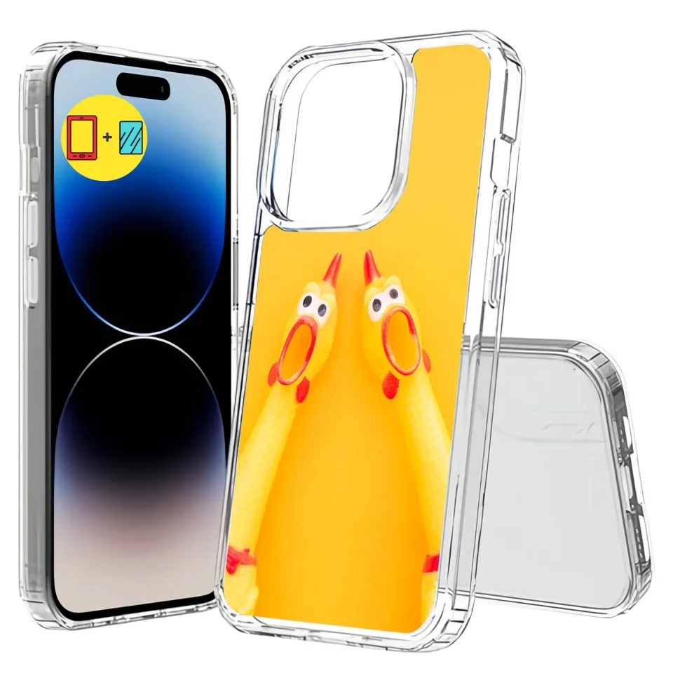 Glass Wooden TalkingCase Personalize Custom Phone Case Cover Made for Apple iPhone 15 Pro Max, w/ Glass Screen Protector, DIY Design, Prank Gift, Acrylic Back, Raised Edges, Print in USA