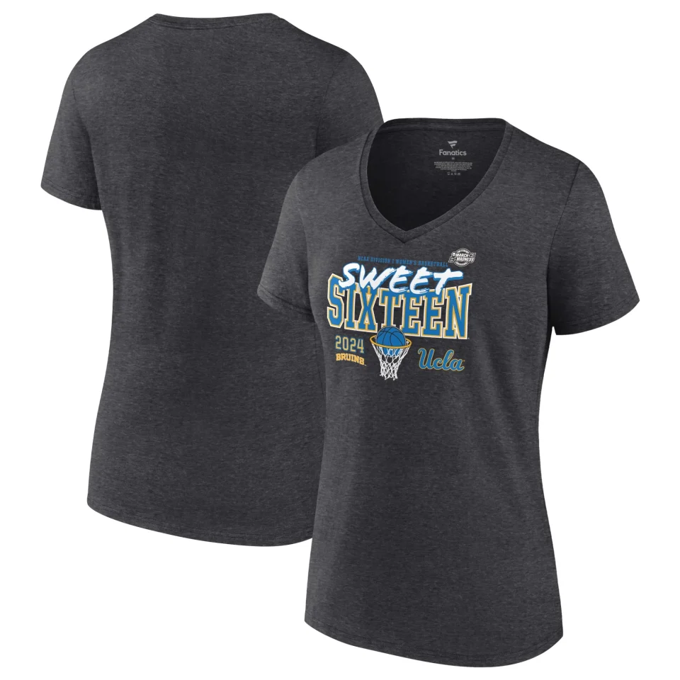 Wooden Best-Selling Women's Fanatics Branded Charcoal UCLA Bruins 2024 NCAA Women's Basketball Tournament March Madness Sweet 16 Fast Break