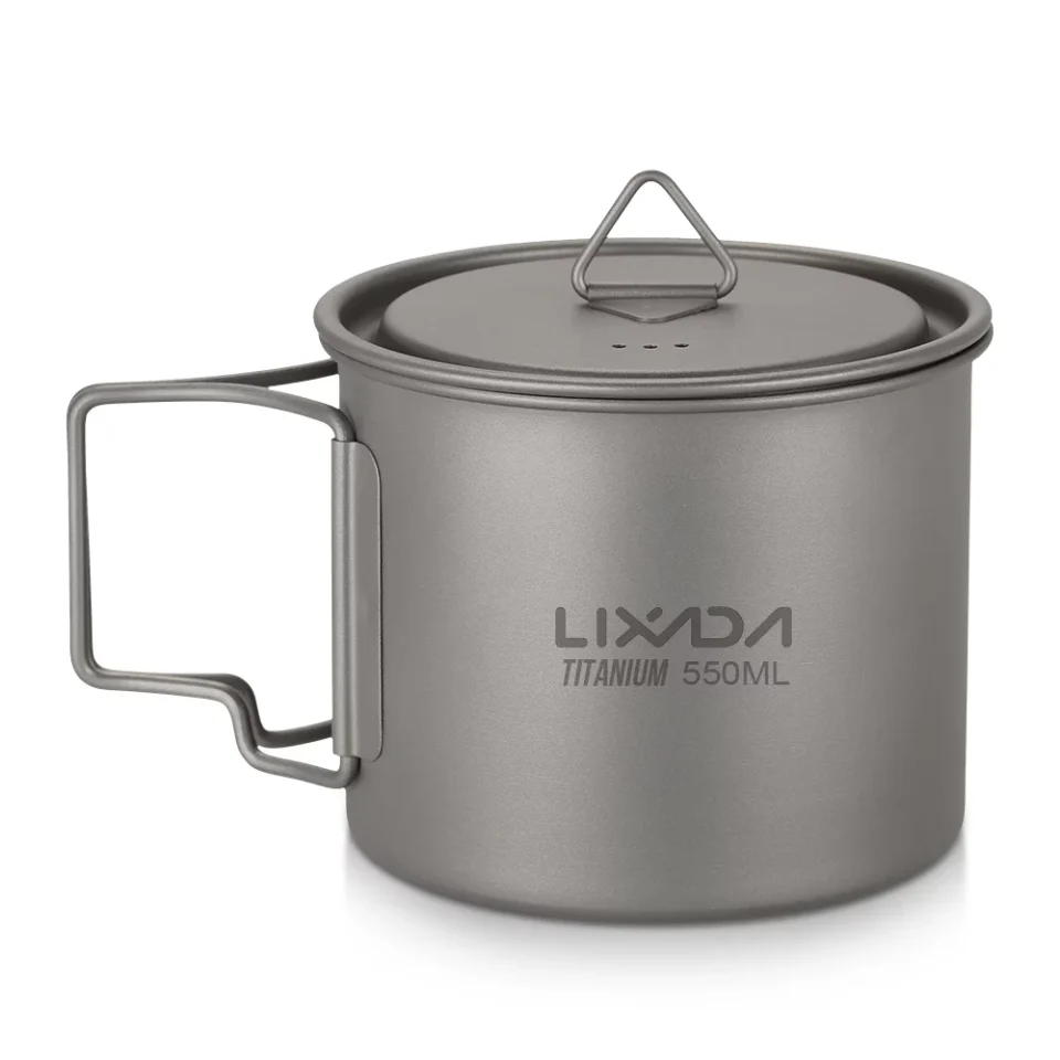 Home Long-Lasting Ultralight Titanium Cup Outdoor Portable Camping Picnic Water Cup Mug with Foldable Handle 300ml / 350ml / 450ml / 550ml / 650ml / 750ml