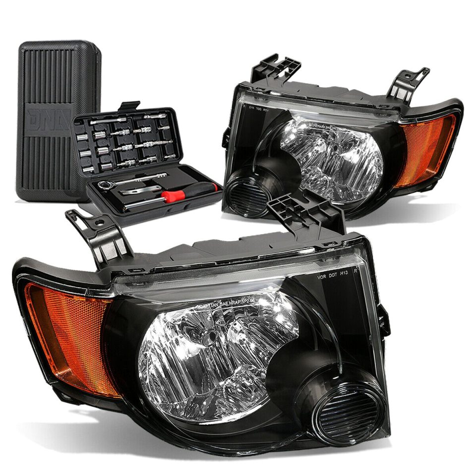 Cooking 2008-2012 d Escape Pair Black/Amber Side Headlight Head Lamps+Tool Box