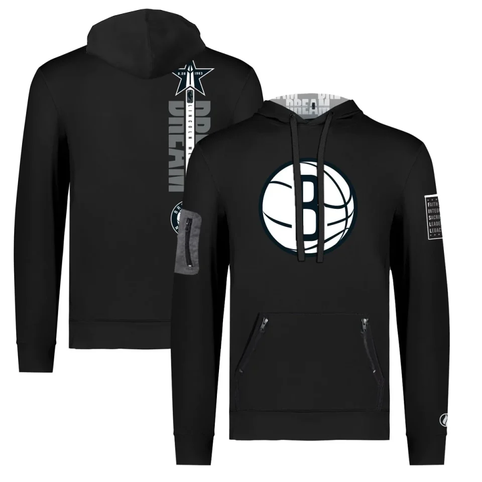 Bamboo Unisex FISLL x Black History Collection Black Brooklyn Nets Pullover Hoodie