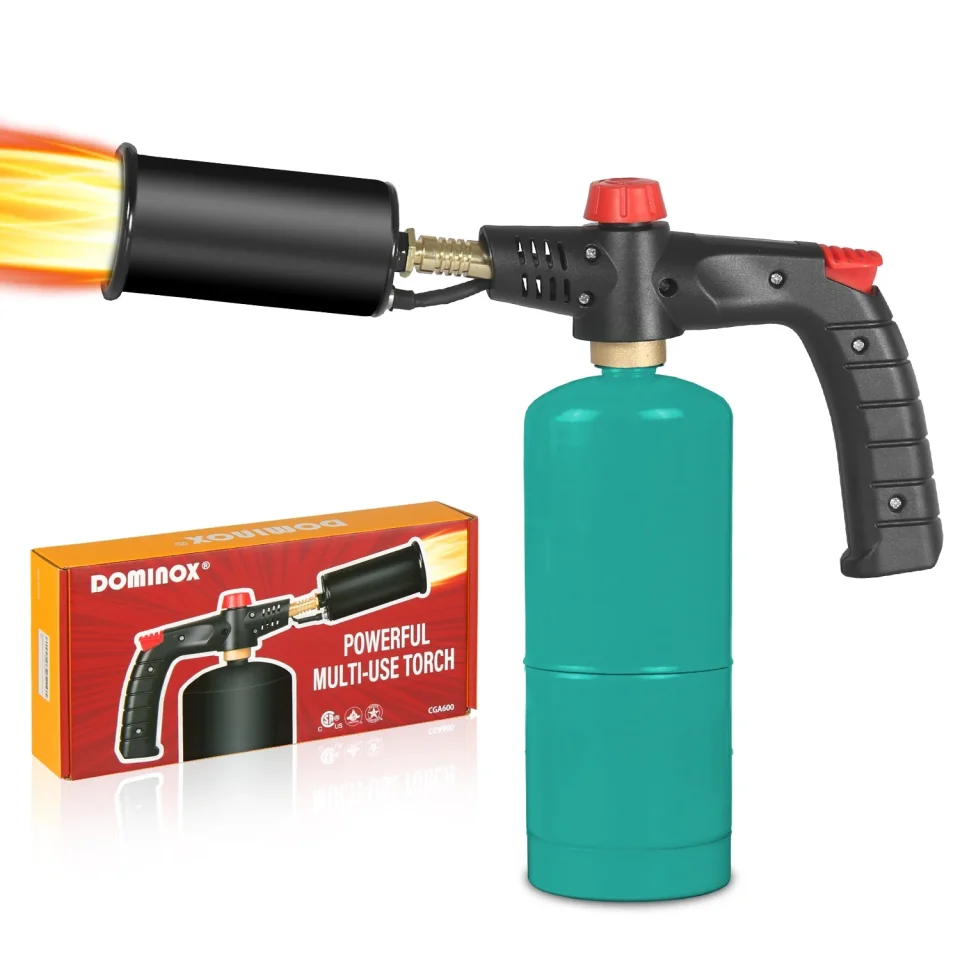 Pure Travel DOMINOX Powerful Propane Cooking Torch, Grill Gun& Culinary Kitchen Blow Torch with Lighter, Sear Torch Sous Vide, Charcoal Torch Lighter for Searing Steak, BBQ, Creme Brulee (Tank Not Included)