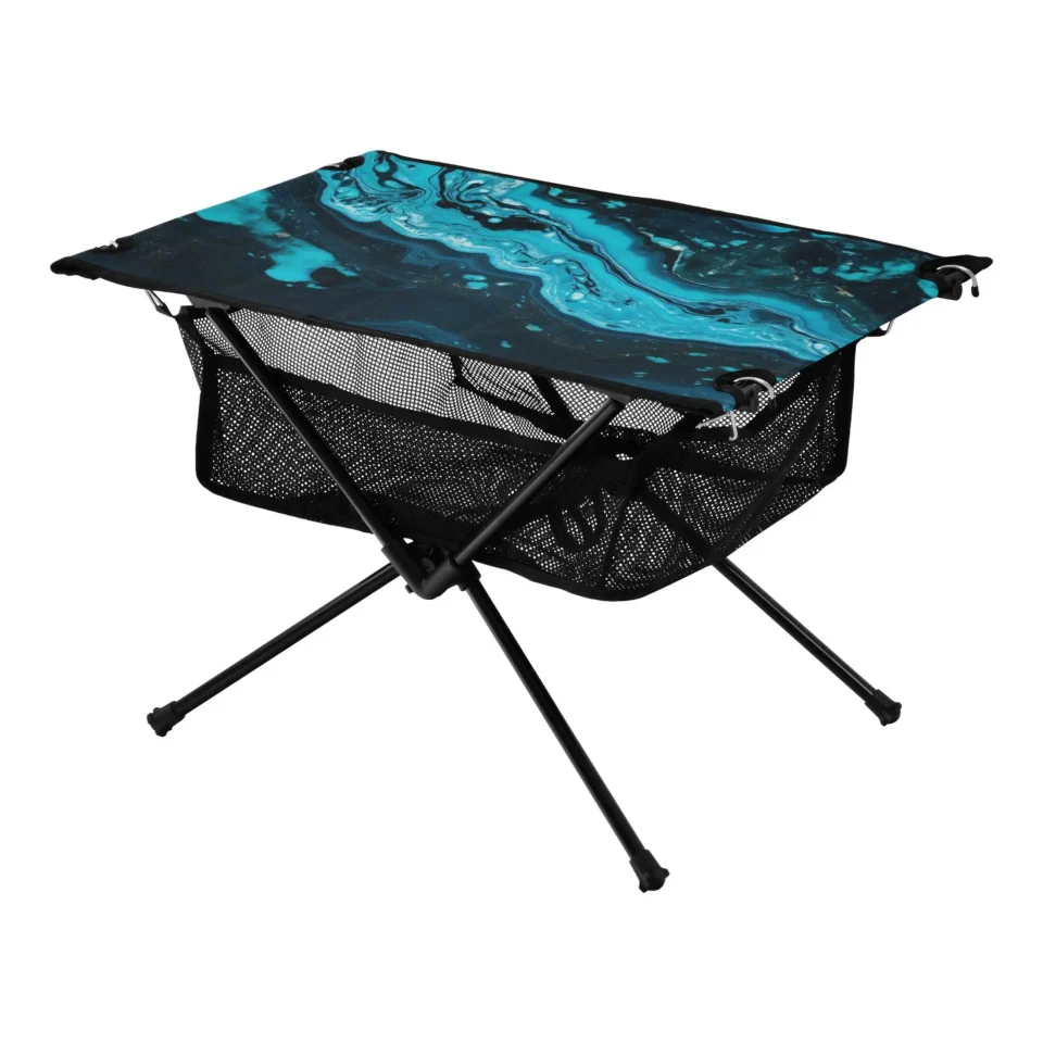 Select Marble Blue Camping Foldable Portable Table Beach Table with Storage Bag Compact Picnic Table for Outdoor Hiking Fishing BBQ